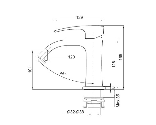 Змішувач для умивальника KB-12007-05 (Колір чорний), Чехія