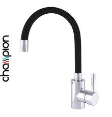 Змішувач для кухні рефлекторний чорний гусак Champion Sus-011 REFLECTOR BLACK Chrome (хромована нержавіюча сталь)