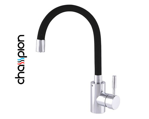 Змішувач для кухні рефлекторний чорний гусак Champion Sus-011 REFLECTOR BLACK Chrome (хромована нержавіюча сталь)