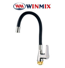 Змішувач для кухні Вухо Winmix SOP4-146 Black REFLECTOR рефлекторний чорний гусак із силіконовим виливом, Польща