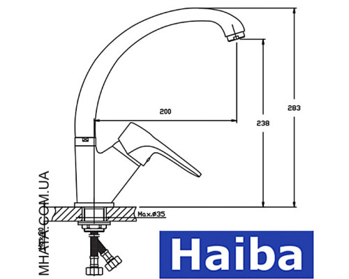 Змішувач для кухні Вухо на гайці HAIBA OPUS Chr-777 (nut)