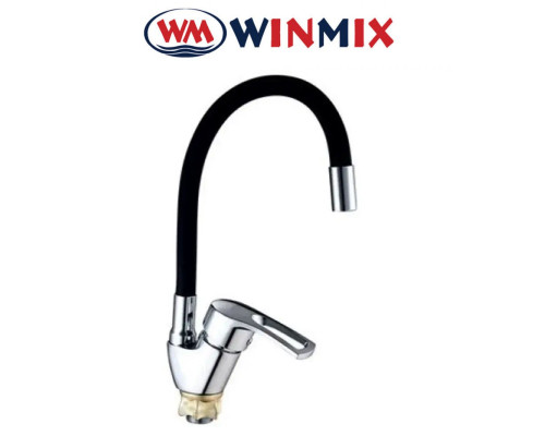 Змішувач для кухні Вухо Winmix YUB4-181 BLACK REFLECTOR рефлекторний чорний гусак із силіконовим виливом, Польща