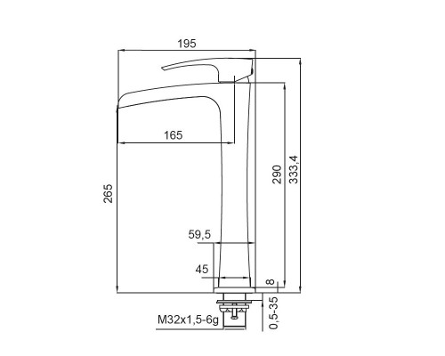 Змішувач для умивальника KB-15007-05 водоспад, Чехія