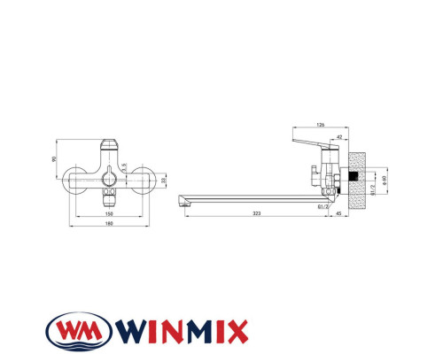 Змішувач для ванни Winmix Premium RUBENS EURO (Chr-006), Польща