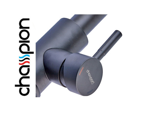 Смеситель для кухни с выдвижной лейкой чёрный гусак Champion NEO-014 Black, SUS304 из нержавеющей стали