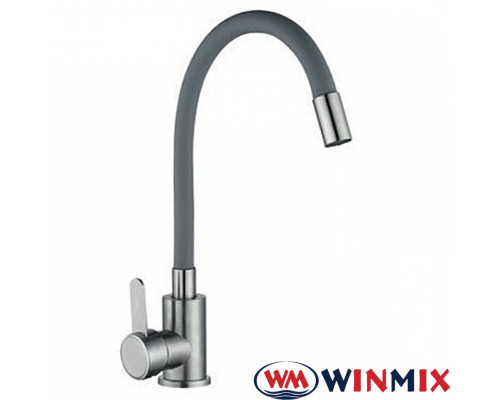 Змішувач для кухні Вухо WINMIX DAX 011 GRAY рефлекторний сірий гусак (Chr-011), Польща (нержавіюча сталь)