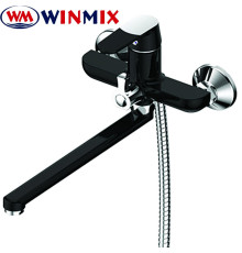 Смеситель для ванны длинный нос Winmix Premium Tiger EURO Black (черный) (Chr-006), Польша