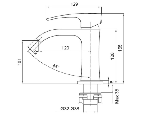Смеситель для умывальника KB-12007-04 (Цвет хром и белый), Чехия