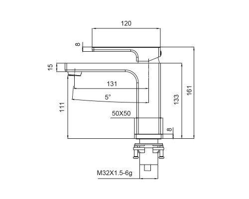 Змішувач для умивальника KB-10009-05 (Колір чорний), Чехія