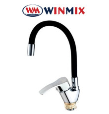 Змішувач для кухні Вухо Winmix YUB4-279 BLACK REFLECTOR рефлекторний чорний гусак із силіконовим виливом, Польща