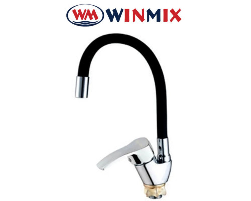 Змішувач для кухні Вухо Winmix YUB4-279 BLACK REFLECTOR рефлекторний чорний гусак із силіконовим виливом, Польща