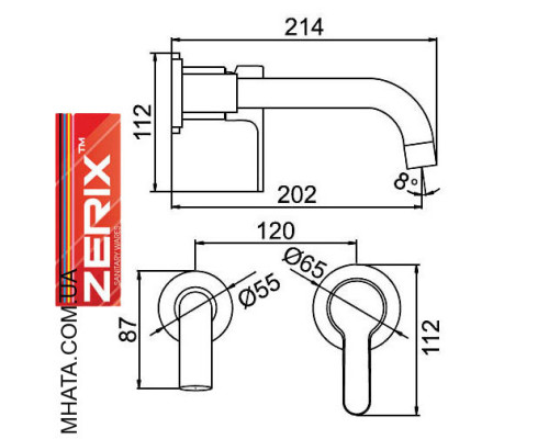 Змішувач для умивальника вбудований Zerix LR1003-1 (Chr-001)