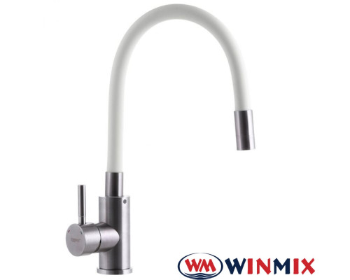 Смеситель для кухни рефлекторный белый гусак WINMIX Sus-011 REFLECTOR WHITE, Польша (нержавеющая сталь)