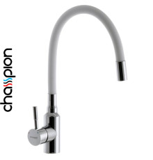 Змішувач для кухні рефлекторний білий гусак Champion Sus-011 REFLECTOR White Chrome, (хромована нержавіюча сталь)