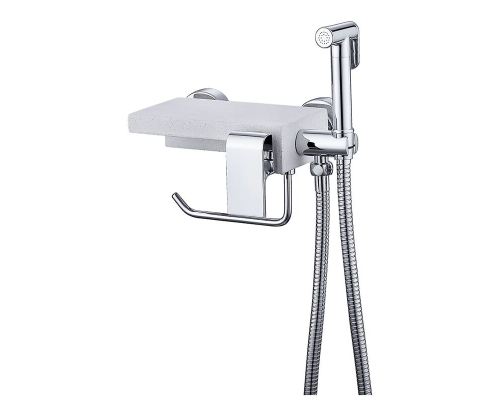 Смесительс гигиеническим душем, держателем полотенца и камен. полочкой KB-25101-01, Чехия