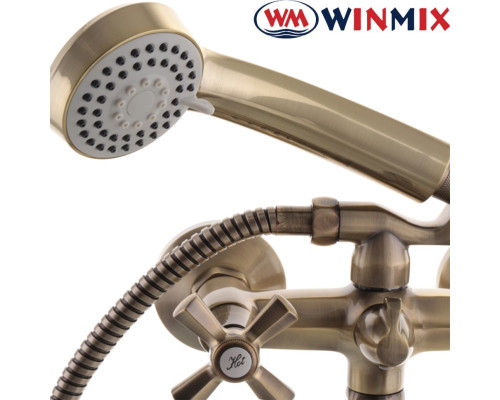 Смеситель для ванны короткий нос WINMIX Premium Retro Bronze Euro (Chr-142)