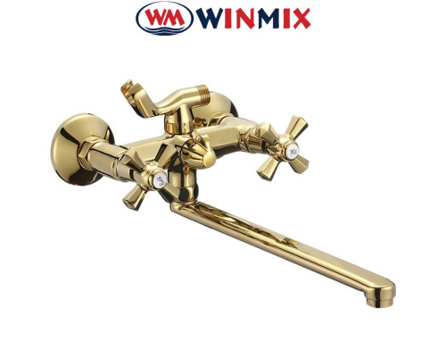 Смеситель для ванны длинный нос WINMIX Premium Retro Gold Euro (Chr-140)