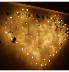 Гирлянда штора Сердце с фигурками белое 3х2 м