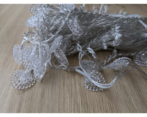 Гирлянда штора Сердце с фигурками розовое 3х2 м