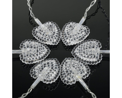 Гирлянда штора Сердце с фигурками розовое 3х2 м