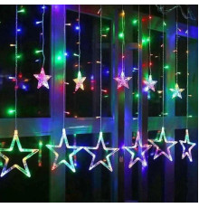 Гирлянда светодиодная штора Цветные Звезды (3 м)