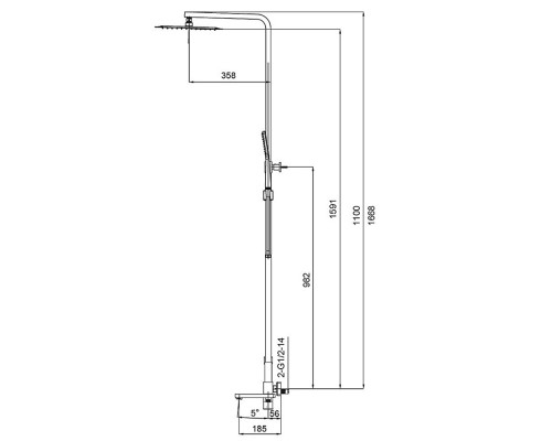 Душевая колонна со смесителем KB-56010-05 Black (Цвет черный, лейка 30*30), Чехия