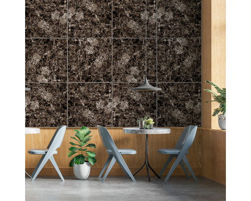 Декоративная ПВХ плита сірий темно-сірий мармур 600*600*3mm (S) SW-00001628