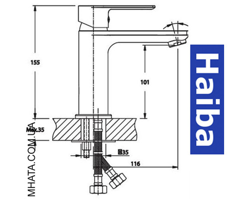 Змішувач для умивальника HAIBA ALEX (Chr-001)