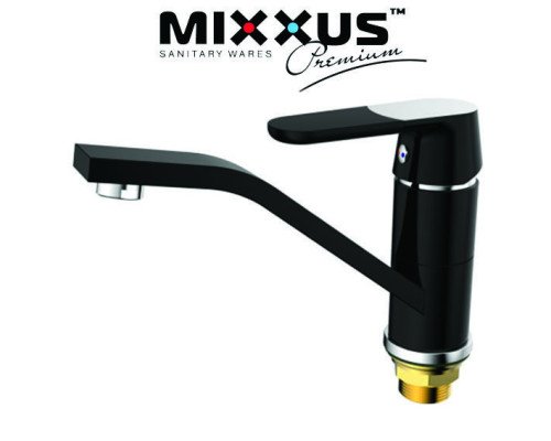 Смеситель для умывальника елка на гайке 15см MIXXUS Premium Tiger Black (черный) (Chr-555), Польша