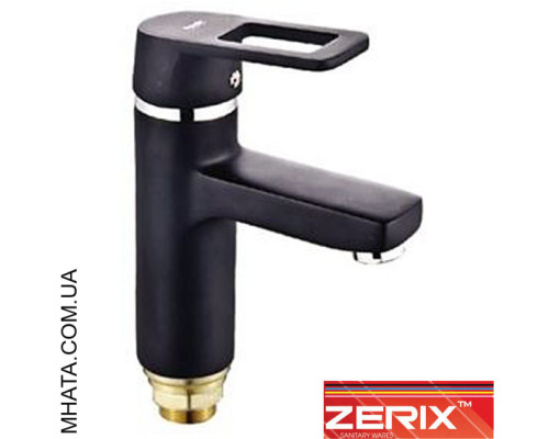Змішувач для умивальника на гайці Zerix Z1030-6 Black (Chr-001)