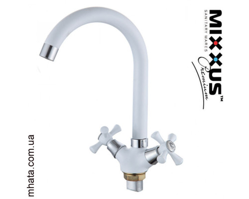 Смеситель для кухни ухо MIXXUS Omega White (белый) (Chr-275), Польша