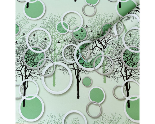Пленка на самоклейке на бумажной основе чёрные и зелёные деревья 45см*10M SW-00002440