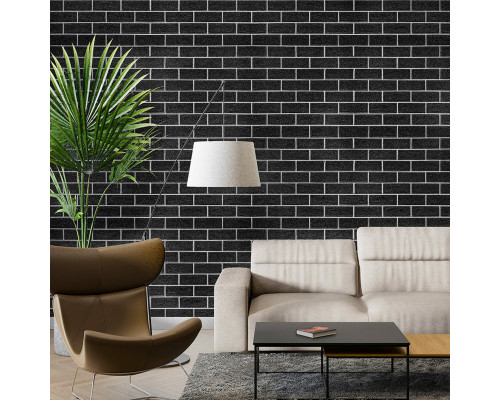 Панель стеновая 70*70cm*5mm чёрный кирпич с белым (D) SW-00001503