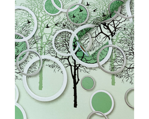 Пленка на самоклейке на бумажной основе чёрные и зелёные деревья 45см*10M SW-00002440
