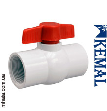 Кран 2 1/2" кульовий, білий пластик (різь внутрішня) Kemal K7506