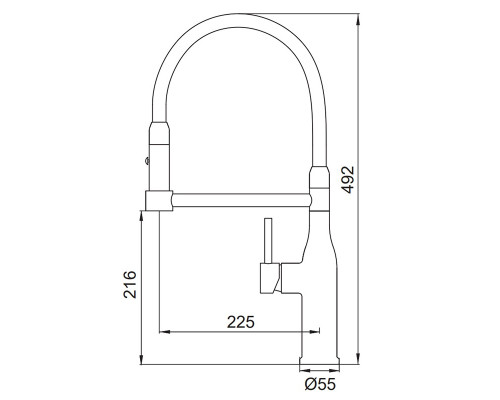 Смеситель для кухни KI-70005-05 с черным силиконовым изливом (нерж. сталь), Чехия