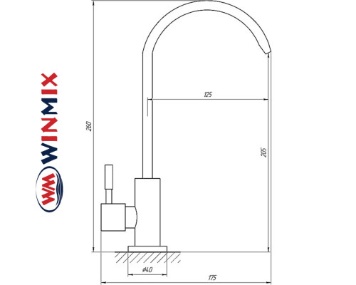 Однокран для питної води чорний WINMIX MONO-07.SUS FILTER GRAPHITE (нержавіюча сталь)