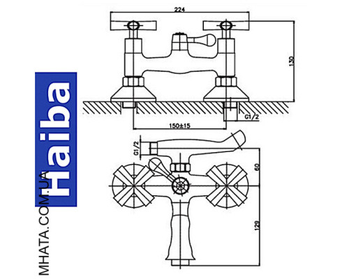 Змішувач для ванни короткий ніс HAIBA SENTOSA SATIN-009