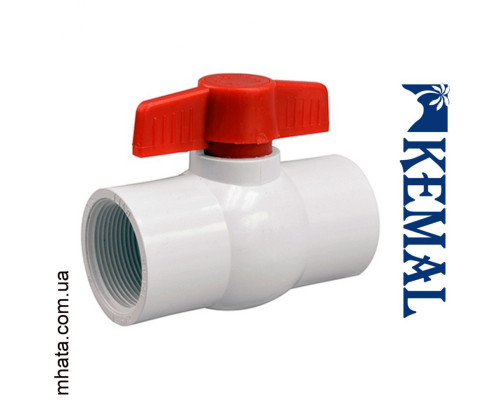 Кран 1" кульовий, білий пластик (різьба внутрішня) Kemal K7502