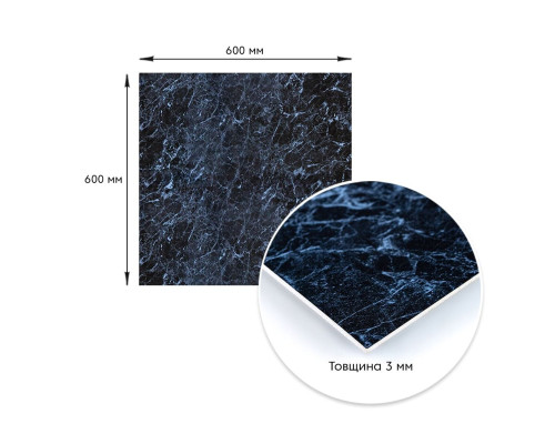 Декоративная ПВХ плита черный мрамор 600*600*3mm (S) SW-00001625
