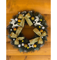 Венок новогодний золотой 45 см