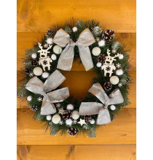 Венок новогодний серебро 45 см