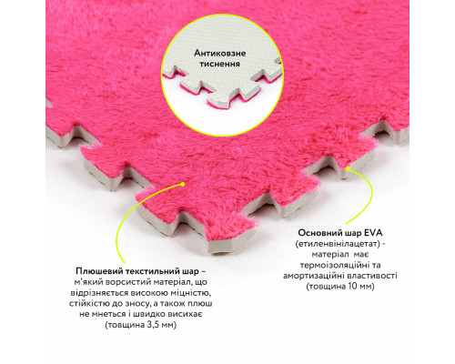 Підлога-пазл плюшевий РОЖЕВИЙ 60*60*1cm (D) SW-00002093