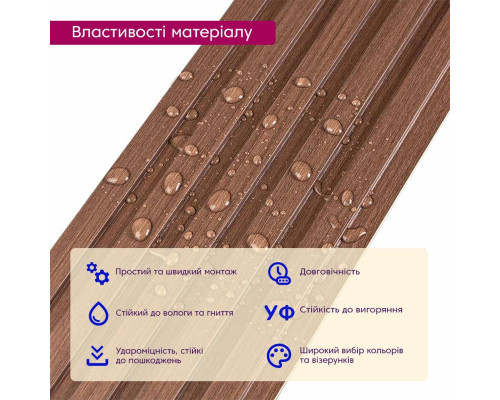 Декоративная рейка WPC стеновая капучино 3000*150*9мм (D) SW-00001868