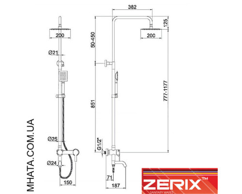 Душевая колонна Zerix LR72401 (материал нержавейка)