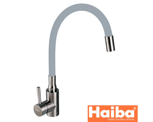 Смеситель для кухни Ухо HAIBA Sus 011 Gray (серый) рефлекторный излив из нержавеющей стали