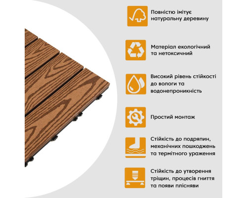 Композитная плитка WPC золотой дуб 30*30CM*2СM (D) SW-00001706