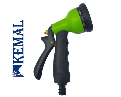Поливальний пістолет 8 режимів, пластик латунний шток Kemal P5009, Туреччина