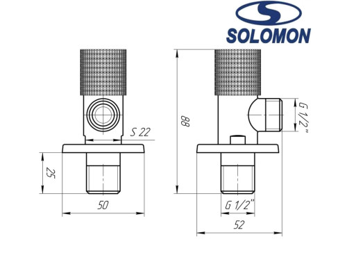 Кран кутовий кераміка Solomon EXCLUSIVE 3/4*1/2