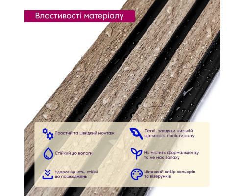 Декоративная PS рейка 2900*120*12мм (D) SW-00001744